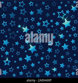 Shining stars seamless pattern. Dark starry sky Stock Vector