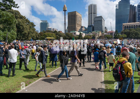 Sydney, Australia - September 20, 2019: Strike for climate change in Sydney. People demanding climate actions from the Australian government. Stock Photo