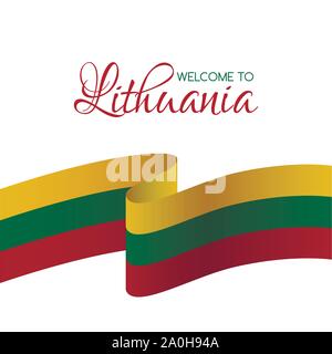 Welcome to Lithuania. Card with flag of Lithuania Stock Vector