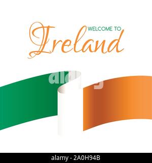 Welcome to Ireland. Card with flag of Ireland Stock Vector