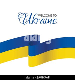 Welcome to Ukraine. Card with flag of Ukraine Stock Vector
