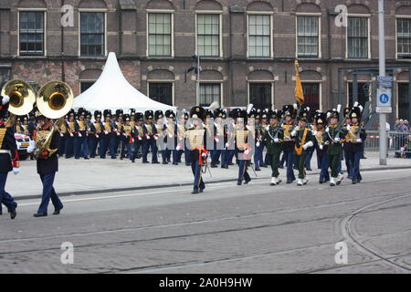 The Grenadiers and Rifles Guards Regiment of The Royal Netherland Monarch during Prinsjesdag procession in The Hague, South Holland, The Netherlands. Stock Photo