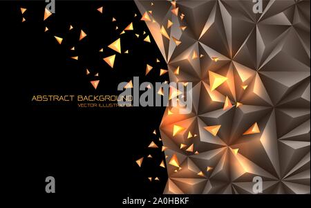 Abstract grey gold triangle 3D with black blank space design modern futuristic technology background vector illustration. Stock Vector