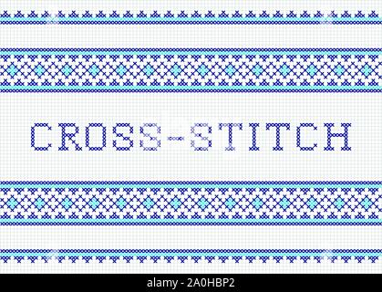 Decorative cross stitch needlework design Stock Vector