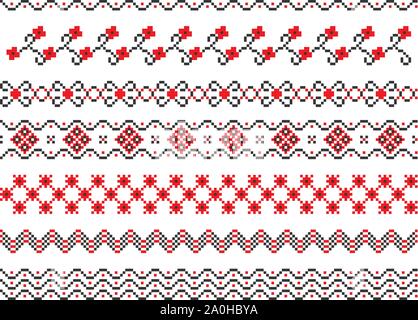 Set of embroidered lines Stock Vector