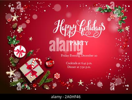 Red bright holiday card Stock Vector