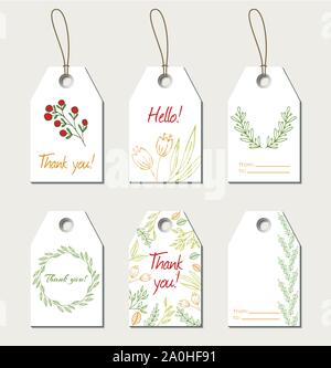 Set of vector floral gift tags Stock Vector
