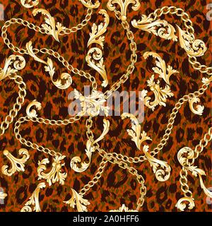 Gold flourishes and chains Stock Vector