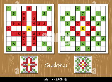 Sudoku hard level vector set Stock Vector