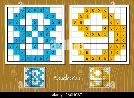 Sudoku game with the answers. 8, 9 numbers Stock Vector