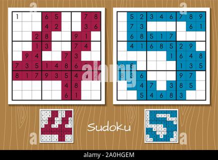 Sudoku game with the answers. 4, 5 numbers Stock Vector
