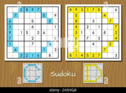Sudoku vector set with answers. C, D letters Stock Vector