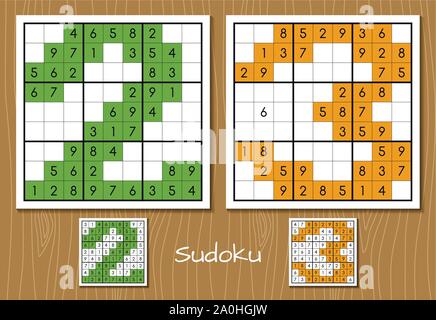 Sudoku game with the answers. 2, 3 numbers Stock Vector