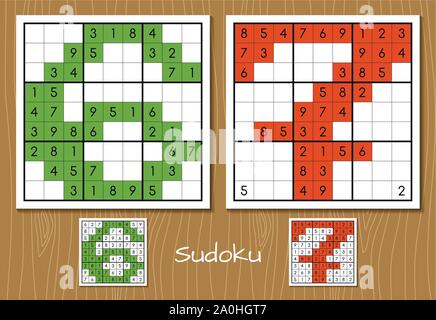 Sudoku game with the answers. 6, 7 numbers Stock Vector