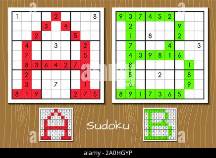 Sudoku vector set with answers. A, B letters Stock Vector