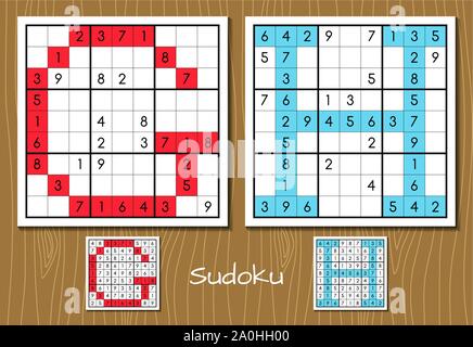 Sudoku set with answers. G, H letters Stock Vector