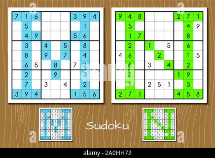 Sudoku set with answers. M, N letters Stock Vector