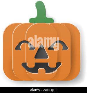 Halloween Pumpkin Cartoon in Paper Craft Style Stock Vector