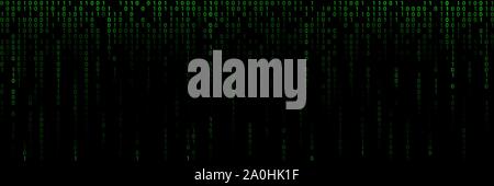 Green background with lines of a binary code Stock Vector