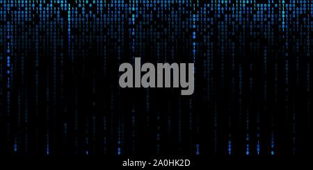 Blue cyber background of binary code digits Stock Vector