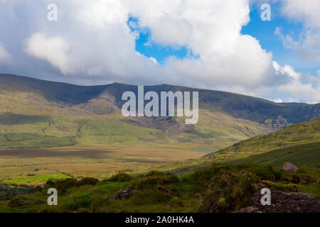 View of the Connor Pass while hiking in Abha Mhor valley, Cloghane, Kerry, Ireland