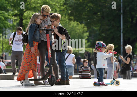 Vilnius, Lithuania - May 18: Unidentified people in Vilnius Old Town on May 18, 2019 in Vilnius Lithuania. Vilnius is the capital of Lithuania and its Stock Photo