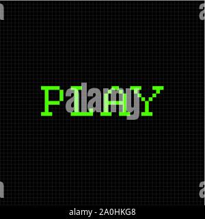 Play. Vector pixel text message. Pixel art font Stock Vector