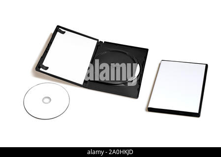 Plastic Dvd packaging with his cover isolated on white with clipping path Stock Photo