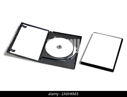 Plastic Dvd packaging with his cover isolated on white with clipping path Stock Photo