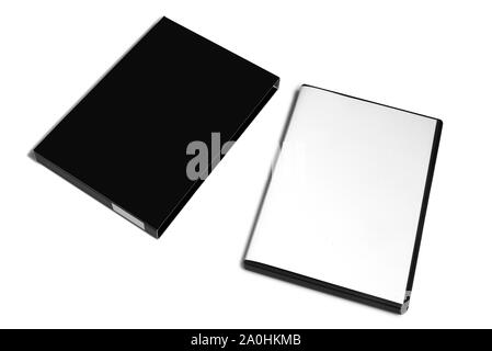 Plastic Dvd packaging with his cover isolated on white Stock Photo