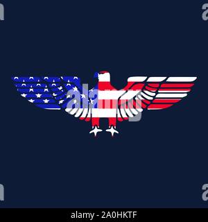 American eagle and flag Stock Vector