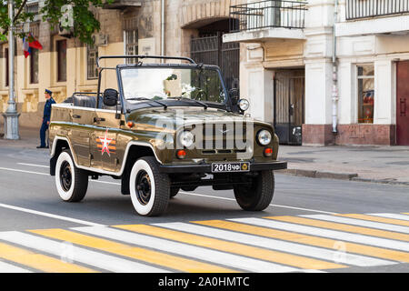 Sevastopol, Crimea - May 5, 2018: UAZ-469 stands on a street, it is an off-road Russian military light utility vehicle manufactured by UAZ Stock Photo