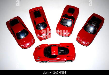 ferrari, red, toy, car, macro, old, antique Stock Photo