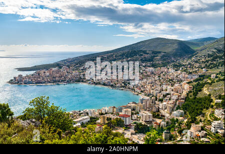 Aerial view of Saranda, Albania Stock Photo