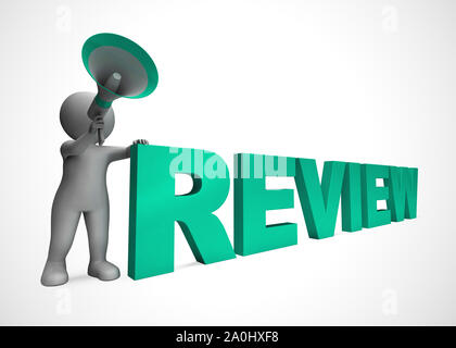 Review concept icon means examining and checking through study. And assessment or evaluation of a product - 3d illustration Stock Photo