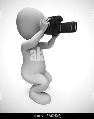 Photography with a DSLR camera and professional equipment including zoom. The photographer shoots photos with his equipment - 3d illustration Stock Photo