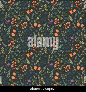 Colorful seamless pattern with decorative flowers and plants Stock Vector