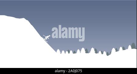 winter ski sport on snowy background with forest landscape vector illustration EPS10 Stock Vector