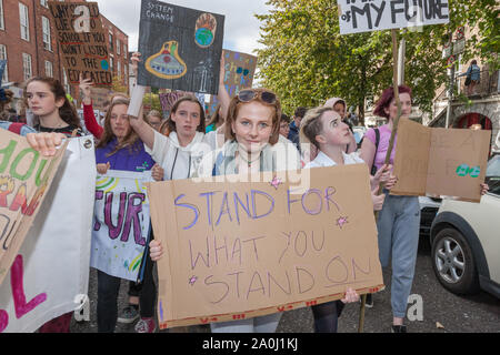 Cork, Ireland. 20th September, 2019. Students marching up the South Mall for the 20th Global Climate Strike that was held in Ireland. - Credit David Creedon / Alamy Live News Stock Photo