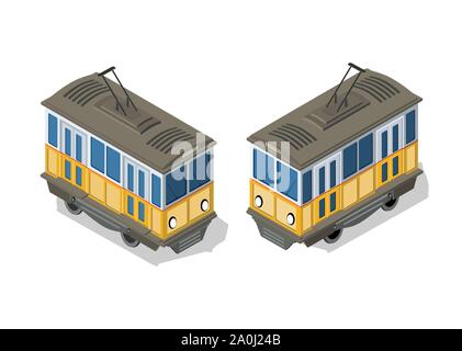 Isometric tram metro urban Stock Vector