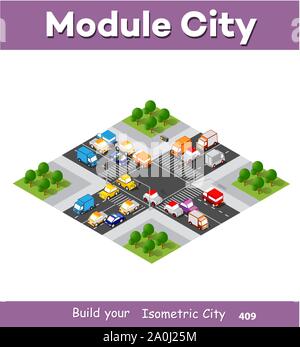 City boulevard isometric Stock Vector