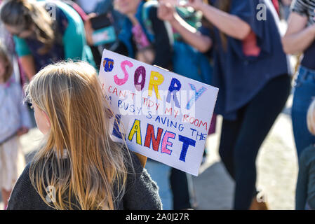 Truro, Cornwall, UK. 20th September, 2019.  Young people took the day off from school to take part in a mass demonstration by Extinction Rebellion in Truro City Centre;  The demonstration is part of the coordinated world wide demonstrations demanding action over climate change.  Gordon Scammell/Alamy Live News Stock Photo