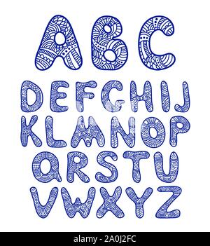 Doodle hand drawn funny alphabet Stock Vector