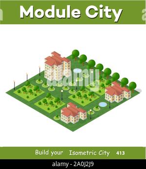 Modern 3D city isometric Stock Vector