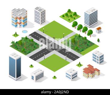 Modern 3D city isometric Stock Vector