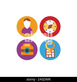 Style flat icons tourism Stock Vector