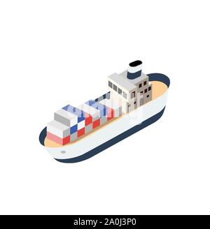 Isometric ship container vessel Stock Vector