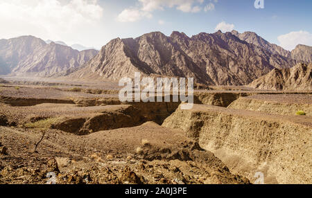 Scenic landscape in Hajar Mountains near Hatta, UAE Stock Photo