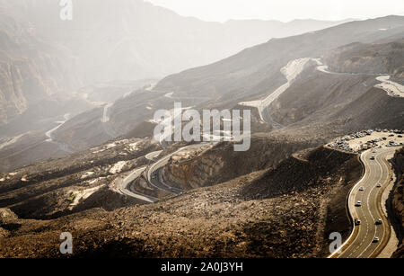 Mountain road on Jebel Jais in Ras Al Khaimah, UAE Stock Photo