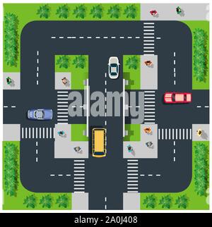 Top view of the road Stock Vector
